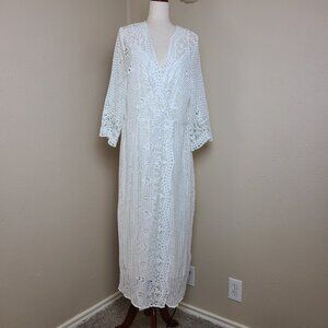NWOT Soft Surroundings Long Sleeves White Lace Crochet Maxi Dress Size XL A561